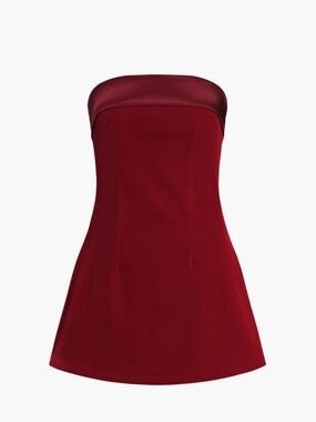 Commense Strapless Mini Dress in Deep Burgundy